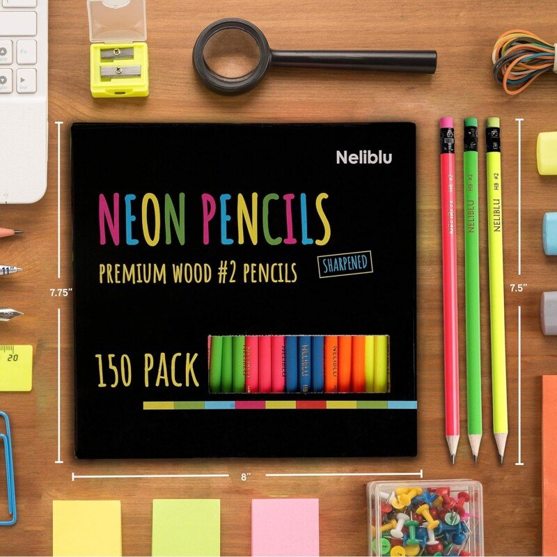 Premium Quality Pencils In Bulk - 150 Neon Sharpened Wood Pencils for Kids and Adults - Image 4