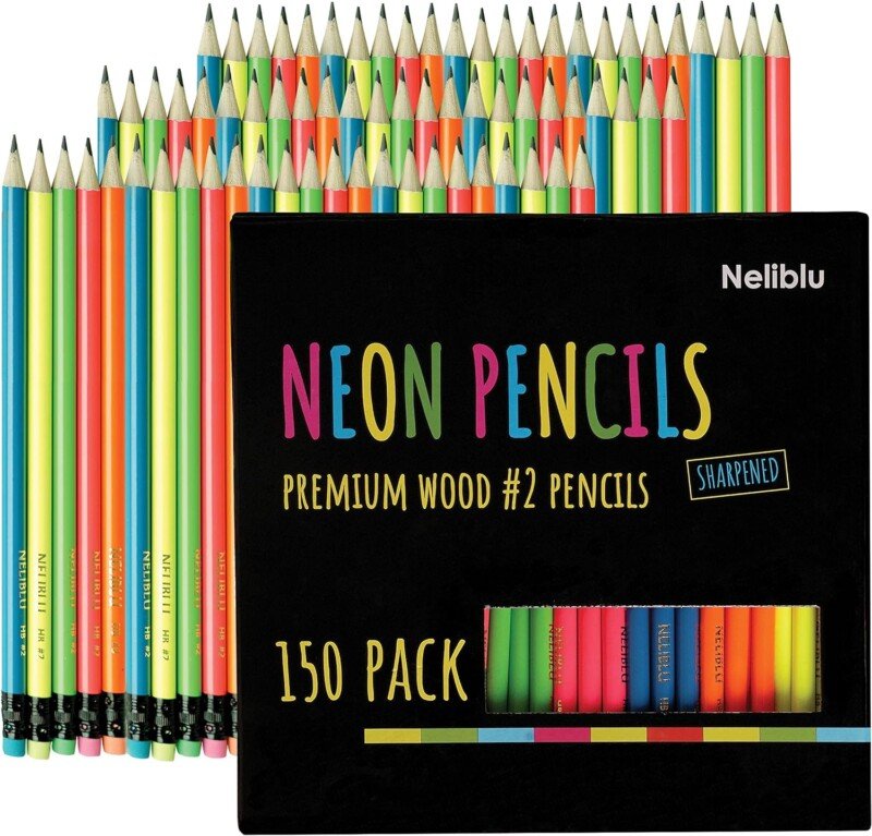 Premium Quality Pencils In Bulk - 150 Neon Sharpened Wood Pencils for Kids and Adults - Image 2