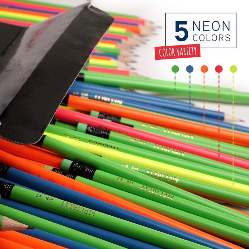 Premium Quality Pencils In Bulk - 150 Neon Sharpened Wood Pencils for Kids and Adults - Image 3