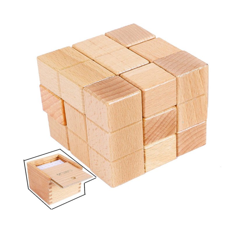 Large Wooden Soma Cube Puzzle Engaging Brain Teaser for All Ages