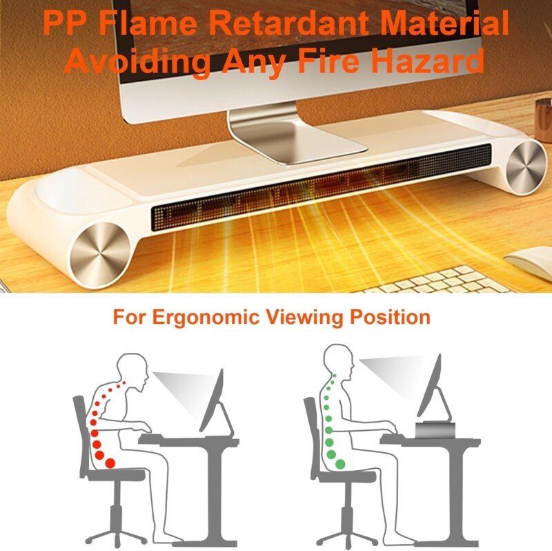 Monitor Stand With Heater, Portable Office Desk Heater with Timer, Space Heaters for Winter - Image 3