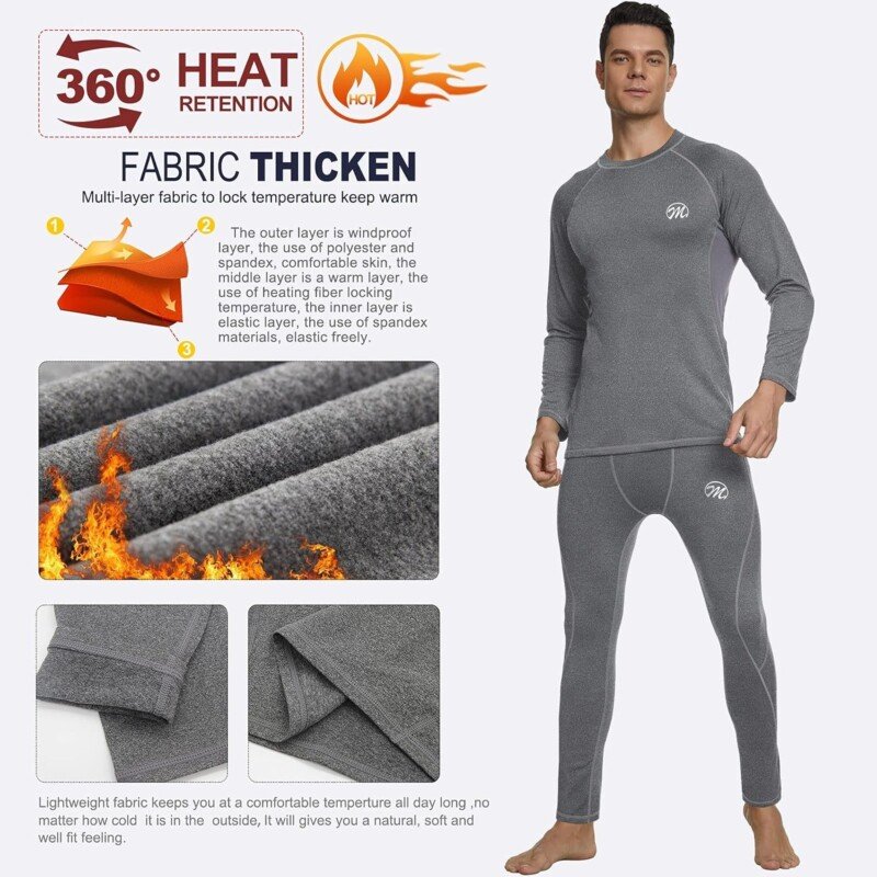 Thermal Underwear legging for Men, Ski Cold Weather Gear for Heat Retention - Image 4