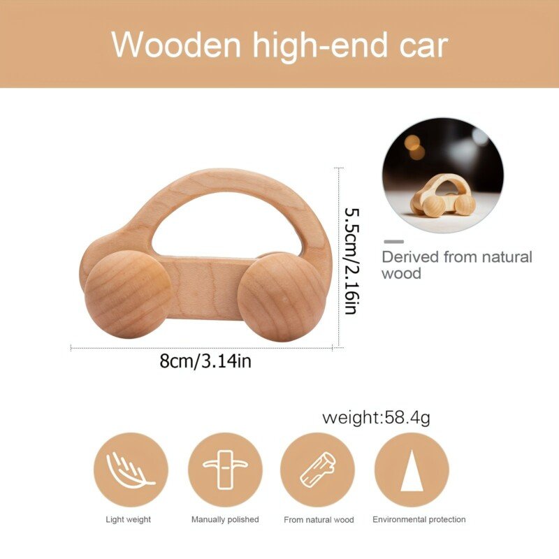 Baby Car Toy, Wooden Maple Wood Mahogany Black Walnut High-end Car Classic Car Children's Toy Birthday Gift For 3 Years Old+ - Image 2