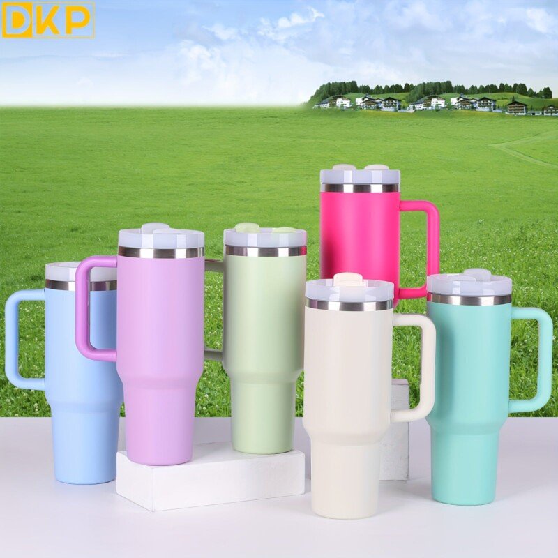 DKP V2 40oz Tumbler, Reusable Vacuum Quencher Tumbler Water Bottle With Straw, Insulated Car Cup, Stainless Steel Large Capacity Vacuum Handy Cup, Portable Double-layer Cup