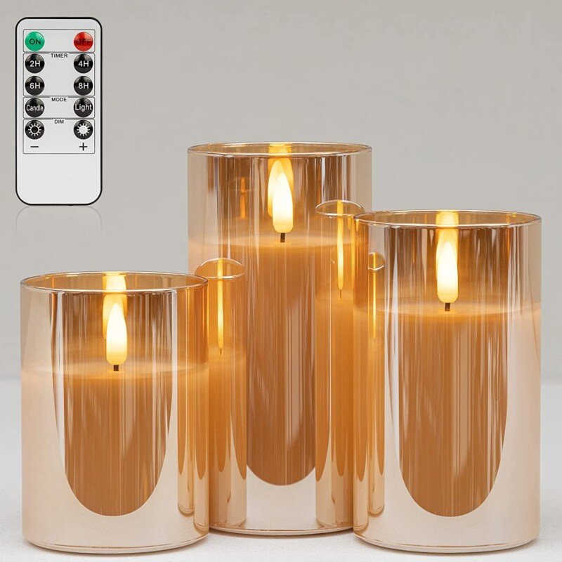 3-Pack Realistic Flickering Flameless LED Candles with Remote and Timer - Image 11