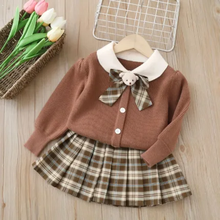 Children's Sweater Set Autumn New Styles For Baby Girls Princess Dress Fashion Two-Piece Autumn Children's Clothing
