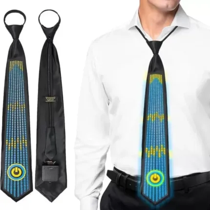 Rainbow LED Light Tie Narrow Adjustable Flashing Glow Rave Party Necktie Neon Hip-hop Luminous Cravat Music Festival