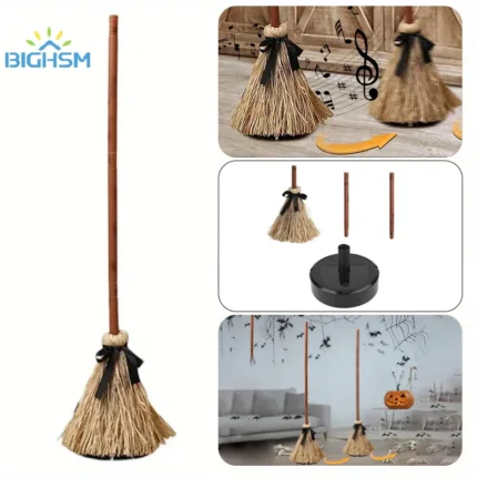 Halloween Floating Witch's Broom Haunted Dancing Broom With Sounds Home Floor Decor Holiday Atmosphere Props Without Battery